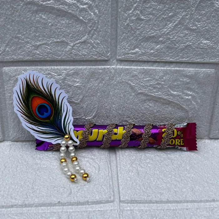 Krishna Chocolate Bansuri with Mor Pankh Janmashtami Gift