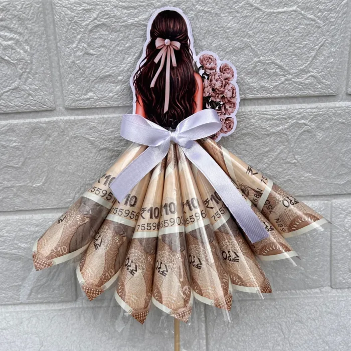 Double-Sided Money Bouquet Doll – 16 Notes | Rakhi Gift for Sister